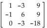 Find a row echelon form or a reduced row echelon form, as indicated, for the given matrix. -Find a row echelon form for the matrix.  