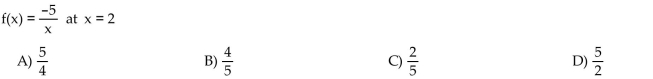 Find the derivative of the function at the specified point.