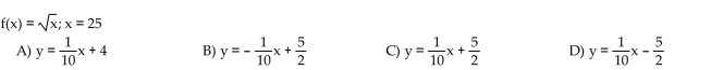 Find the equation of the tangent line to the curve when x has the given value.