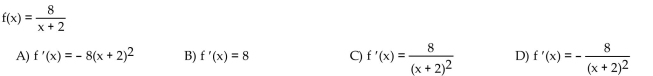 Find the derivative of the function using the definition of derivative.