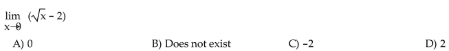Find the limit of the function by using direct substitution.