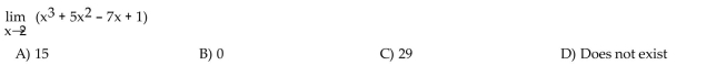 Find the limit of the function by using direct substitution.