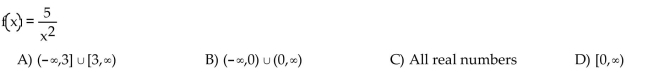 Find the domain of the given function.