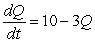 A quantity Q satisfies the differential equation   . Is Q increasing or decreasing at Q = 3?