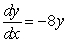 The solution to the differential equation   subject to the initial condition that y = 80 when x = 0 is   , where k = _____ and C = _____.