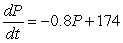 The equilibrium solution for   is P = _____. This solution is ________ (stable/unstable).