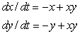 Two minor league baseball teams in the same city compete with each other for fan attendance. Both teams would do well in the absence of the other one, but each team hurts the other team's attendance at games. Create a system of differential equations to model this situation. A)    B)    C)    D)   