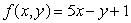 Which of the following describes the contour diagram of   ? A) A set of lines extending from the point (0,1) . B) A set of lines extending from the origin. C) A set of parallel lines, all with slope 5. D) A set of parallel lines, all with slope   .