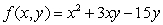 The function   has a local __________ (maximum / minimum / neither) at the critical point, where x = _____ and y = _____.