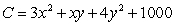 A company manufactures x units of one item and y units of another. The total cost, C, in dollars of producing these two items is given by the function   . Use Lagrange multipliers to find the minimum cost subject to the constraint that 100 items (total) must be produced. What is the value of   to one decimal place?