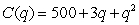The total cost, in dollars, to produce q units is given by   . Find  