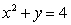 The equation for the tangent line to the curve   when x = 3 is y = _____x + _____.