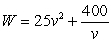 The amount, W, of fuel used by an aircraft flying at speed v km/min is given, in liters, by   . Find the rate of change of W with respect to v when v = 4. Round to 1 decimal place.