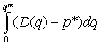The supply and demand curves for a product have equations   and   , respectively, with equilibrium at   . Which of the following is a formula for total gains from trade? A)    B)    C)    D)    E)   