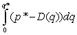 The supply and demand curves for a product have equations   and   , respectively, with equilibrium at   . Which of the following is a formula for total gains from trade? A)    B)    C)    D)    E)   