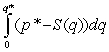 The supply and demand curves for a product have equations   and   , respectively, with equilibrium at   . Which of the following is a formula for total gains from trade? A)    B)    C)    D)    E)   