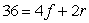<strong>A teenager has $36 to spend at a carnival on both food and rides. Food costs (on average) $4 per item, and rides cost (on average) $2 each. Let f be the number of food items purchased and r be the number of rides purchased. What is the equation of the teenager's budget constraint?</strong> A) B) C) D)