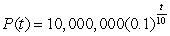 <strong>A population of rabbits is growing. In 2006, there were 10,000,000 rabbits, and the rate of increase was 10% per decade. Find , the formula to predict the population t years after 2006.</strong> A) B) C) D)