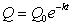 An exponentially decaying substance was weighed every hour and the results are given below. If the formula   gives the weight of the substance, Q, at time t in hours since 9 am, then   =_____ and k=_____. Round k to 2 decimal points.  