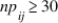 A chi-square test for independence of two categorical variables is appropriate if: A)    . B)    for all i and all j. C)    for all i and all j. D)    and   for all i and all j.