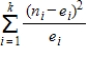 In a chi-square goodness-of-fit test, what does the following mathematical statement yield?     where   . ​ A)  the critical value B)  the test statistic C)  the distribution center D)  the expected value