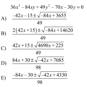 Use the Quadratic Formula to solve for y in the following equation.