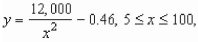 The resistance   in ohms of 1000 feet of solid metal wire at   can be approximated by the model   where x is the diameter of the wire in Mils   If the diameter of the wire is doubled, the resistance is changed by approximately What factor? In determining your answer, you can ignore the constant -0.46. A)    B)    C)    D)    E)   