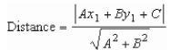 Find the distance between the point   and line   using the formula,   for the distance between the point   and the line   A)    B)    C)    D)    E)   
