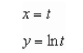 Sketch the curve represented by the parametric equations, and write the corresponding rectangular equation by eliminating the parameter.   A)    B)    C)    D)    E)   