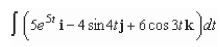 Find the indefinite integral below.   Do not include an arbitrary constant vector. A)    B)    C)    D)    E)   