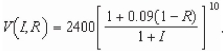 Assume in 2009, an investment of $2400 was made in a bond earning 9% compounded annually.Assume that the buyer pays at rate R and the annual rate of inflation is I. Suppose in the year 2019, the value V of the investment in constant 2009 dollars is   Calculate the function   Round Your answer to the nearest cent. A) $5,148.94 B) $3,319.05 C) $2,493.01 D) $2,479.09 E) $4,219.43