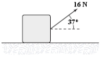 A 3.0-kg block is dragged over a rough horizontal surface by a constant force of 16 N acting at an angle of 37° above the horizontal as shown. The speed of the block increases from 4.0 m/s to 6.0 m/s in a displacement of 5.0 m. What work was done by the friction force during this displacement?   A)  −34 J B)  −64 J C)  −30 J D)  −94 J E)  +64 J