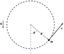 A 0.30-kg mass attached to the end of a string swings in a vertical circle (R = 1.6 m) , as shown. At an instant when θ = 50°, the tension in the string is 8.0 N. What is the magnitude of the resultant force on the mass at this instant?   A)  5.6 N B)  6.0 N C)  6.5 N D)  5.1 N E)  2.2 N