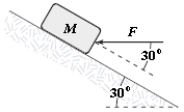 A block is pushed up a frictionless 30° incline by an applied force as shown. If F = 25 N and M = 3.0 kg, what is the magnitude of the resulting acceleration of the block?   A)  2.3 m/s<sup>2</sup> B)  4.6 m/s<sup>2</sup> C)  3.5 m/s<sup>2</sup> D)  2.9 m/s<sup>2</sup> E)  5.1 m/s<sup>2</sup>