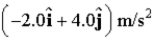 At t = 0, a particle leaves the origin with a velocity of 12 m/s in the positive x direction and moves in the xy plane with a constant acceleration of   . At the instant the y coordinate of the particle is 18 m, what is the x coordinate of the particle? A)  30 m B)  21 m C)  27 m D)  24 m E)  45 m