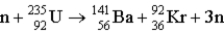 How much energy (in MeV)  is released when a   fissions to   and   in the reaction   m(n)  = 1.008665 u m(U)  = 235.043915 u M(Ba)  = 140.9139 u M(Kr)  = 91.8973 u U = 1.66 × 10−<sup>27</sup> kg A)  100 B)  50 C)  200 D)  150 E)  250