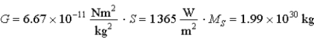 A spherical particle of density   and 2.00 mm radius is located at the same distance from the Sun as the Earth. R<sub>SE</sub> = 1.5 × 10<sup>11</sup> m.   . If the particle absorbs 100 percent of the sunlight reaching it, the ratio of the force exerted by the solar radiation to the force of gravity exerted on the particle by the Sun is A)  5.8 × 10−<sup>5</sup>. B)  0.58. C)  1.0. D)  1.7. E)  1.7 × 10<sup>4</sup>.