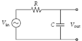 Calculate V<sub>out</sub>/V<sub>in</sub> for the circuit if R = 2.0 kΩ, C = 0.020 μF and V = 140V sin(50000t) . ​   ​ A)  0.02 B)  0.45 C)  0.80 D)  0.98 E)  2.2