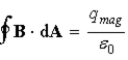 Gauss's Law states that the net electric flux,   , through any closed surface is proportional to the charge enclosed:   . The analogous formula for magnetic fields is: A)    . B)    . C)    . D)    . E)    .