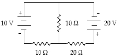At what rate is power supplied by the 10-V emf shown below?   A)  −10 W B)  +10 W C)  zero D)  +20 W E)  −20 W