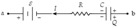 If R = 4.0 kΩ, C = 3.0 mF, ε = 15 V, Q = 12 mC, and I = 2.0 mA, what is the potential difference V<sub>b</sub> − V<sub>a</sub>?   A)  +3.0 V B)  −19 V C)  −3.0 V D)  +27 V E)  +21 V