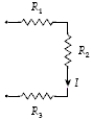 If R<sub>1</sub> = 10 Ω, R<sub>2</sub> = 15 Ω, R<sub>3</sub> = 20 Ω, and I = 0.50 A, at what rate is heat being generated in these resistors?   A)  29 W B)  16 W C)  22 W D)  11 W E)  1.1 W