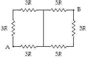 What is the equivalent resistance between points A and B in the figure when R = 18 Ω?   A)  48 Ω B)  64 Ω C)  80 Ω D)  96 Ω E)  110 Ω