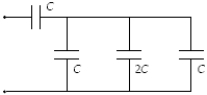 Determine the equivalent capacitance of the combination shown when C = 15 mF.   A)  20 mF B)  16 mF C)  12 mF D)  24 mF E)  75 mF