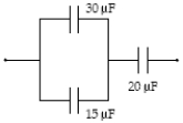 What is the total energy stored in the group of capacitors shown if the charge on the 30-μF capacitor is 0.90 mC?   A)  29 mJ B)  61 mJ C)  21 mJ D)  66 mJ E)  32 mJ