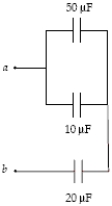 What total energy is stored in the group of capacitors shown if the potential difference V<sub>ab</sub> is equal to 50 V?   A)  48 mJ B)  27 mJ C)  37 mJ D)  19 mJ E)  10 mJ