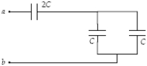 The equivalent capacitance of the circuit shown below is   A)  0.50 C. B)  1.0 C. C)  1.5 C. D)  2.0 C. E)  2.5 C.