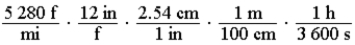 Which quantity can be converted from the English system to the metric system by the conversion factor   ? A)  feet per second B)  feet per hour C)  miles per second D)  miles per hour E)  miles per minute