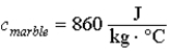A 100 kg marble slab falls off a skyscraper and falls 200 m to the ground without hitting anyone. Its fall stops within milliseconds, so that there is no loss of thermal energy to its surroundings if its temperature is measured immediately after it stops. By how much has its temperature changed as a result of the fall, if we ignore energy gained or lost as a result of its interaction with the atmosphere? (   .)  A)  0.57 °C B)  1.14 °C C)  2.28 °C D)  4.56 °C E)  22.8 °C