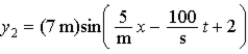 Two harmonic waves are described by     What is the phase (in rad)  of the resultant wave when x = t = 0? A)  3 B)  0 C)  2 D)  1 E)  4